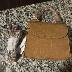 Elegant Tan Croc-Embossed Mini Bag